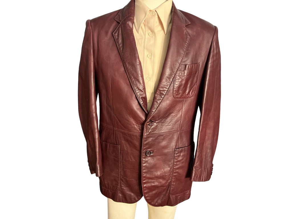 Vintage 70's maroon leather suit jacket 38 Lakeland