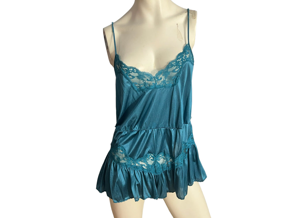 Vintage turquoise teddy Maidenform S