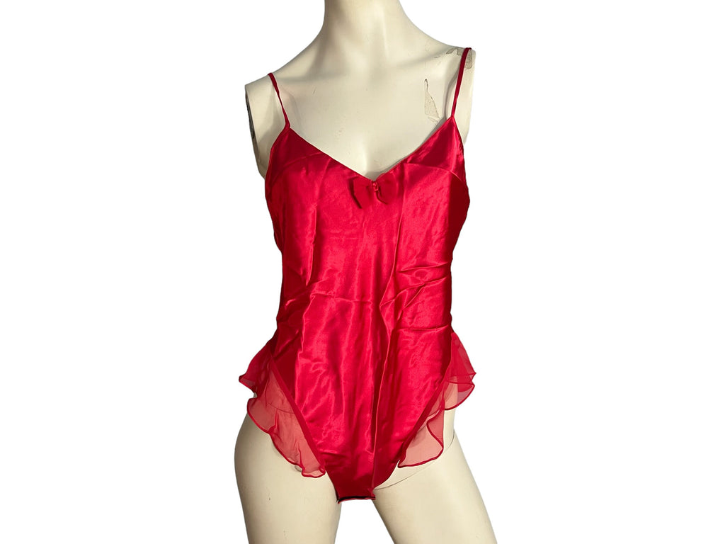 Vintage 80's red teddy lingerie M Linda Bis