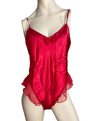 Vintage 80's red teddy lingerie M Linda Bis