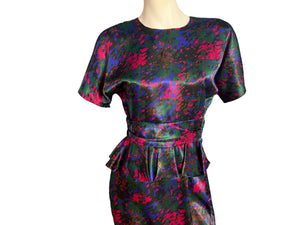 Vintage 80's Argenti peplum dress 8 M