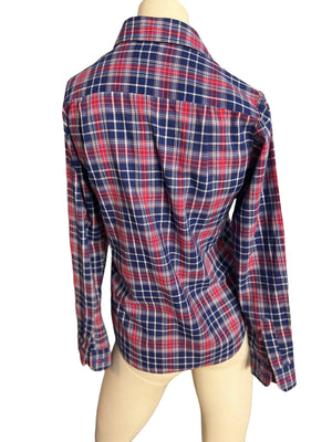 Vintage blue plaid 80's shirt S M Amy Barr