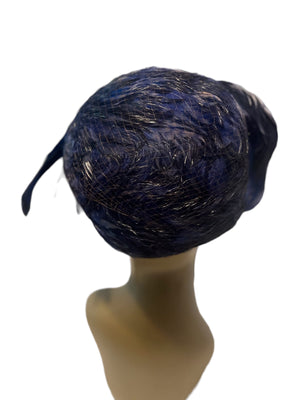 Vintage blue feather hat Bea Polk