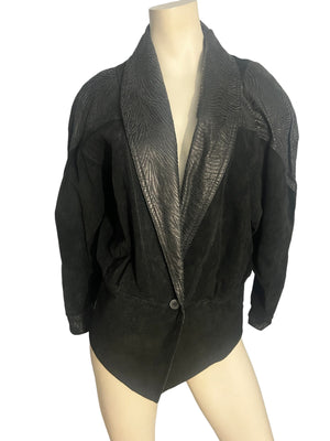 Vintage black 80's leather jacket IOU S