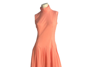 Vintage 70's peach sleeveless high neck dress M