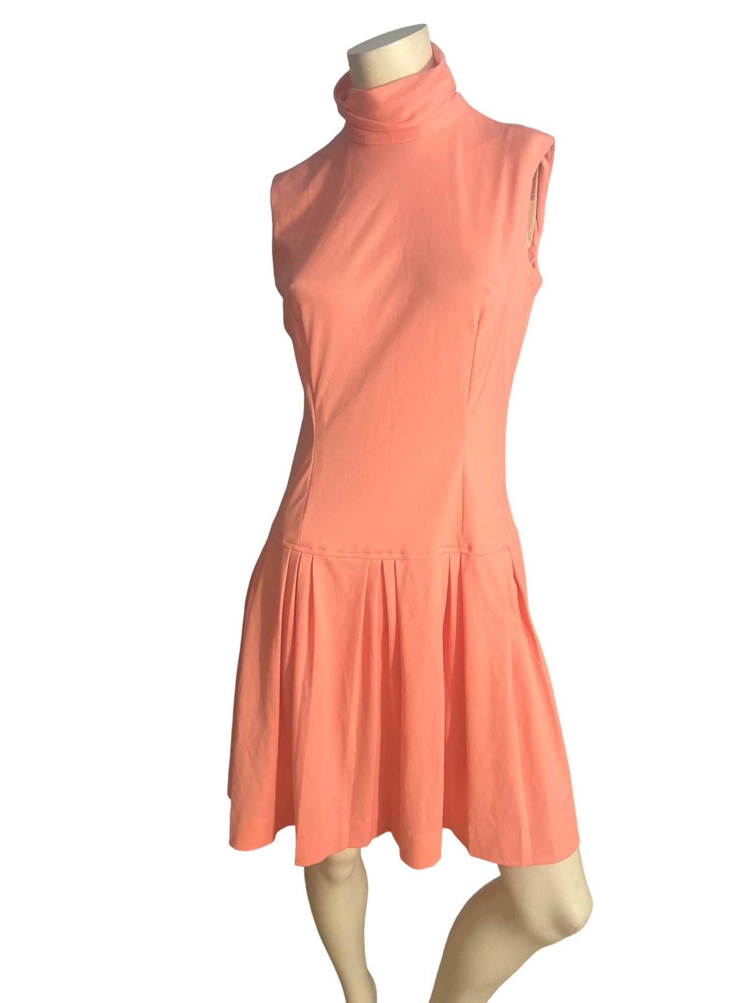 Vintage 70's peach sleeveless high neck dress M