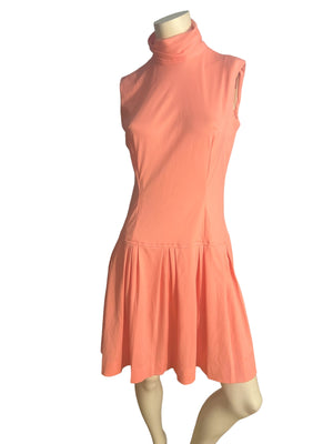 Vintage 70's peach sleeveless high neck dress M