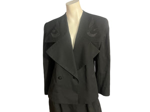 Vintage 80's black skirt suit 16 Laura Winston