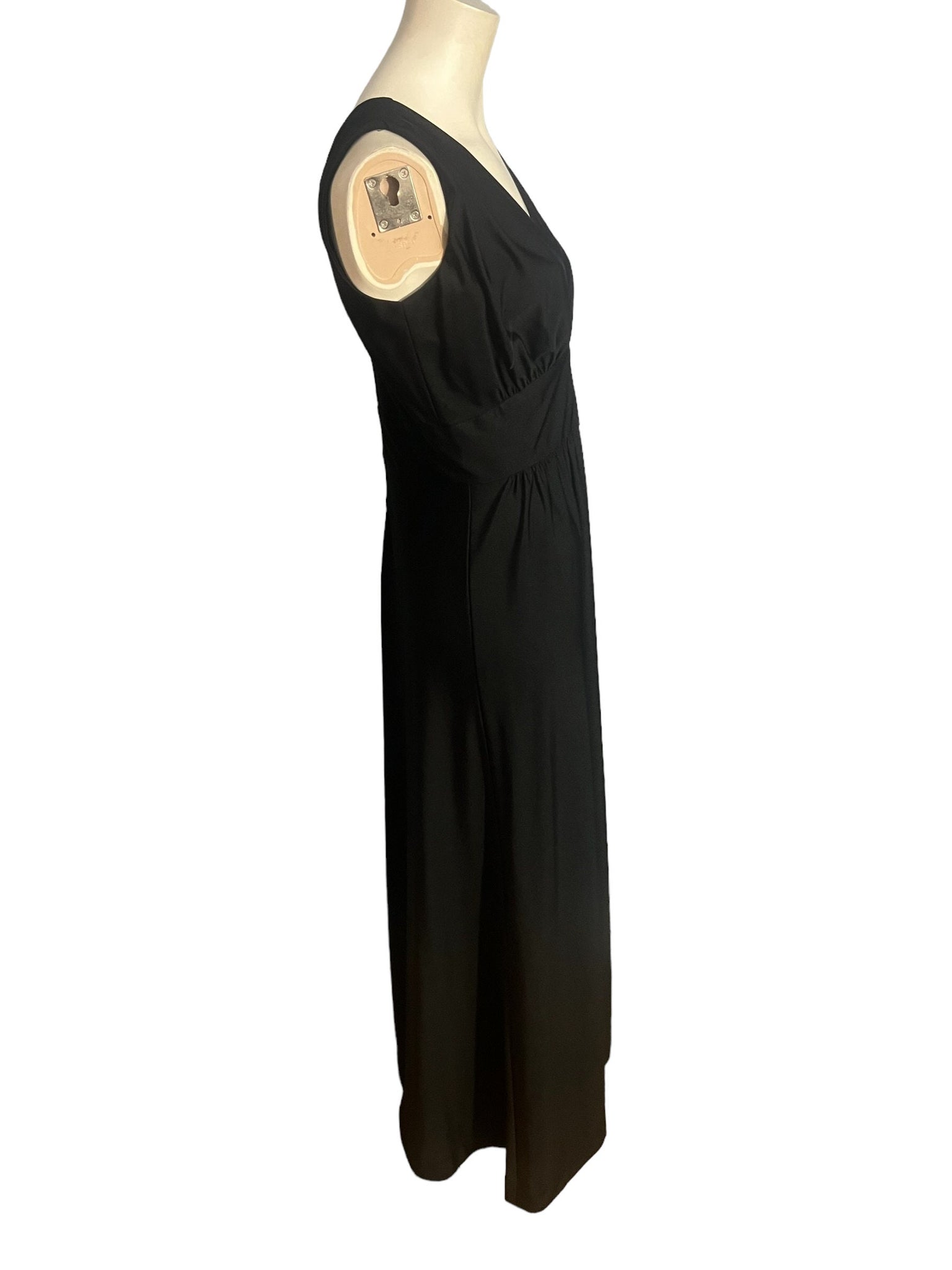 Vintage black 70's goddess maxi dress L R&K