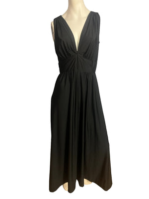 Vintage black 70's goddess maxi dress L R&K