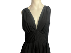 Vintage black 70's goddess maxi dress L R&K