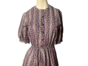 Vintage 80's prairie floral full circle dress M