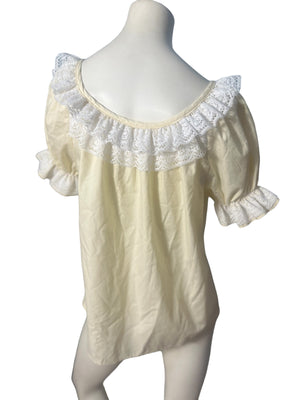 Vintage off white ruffle shirt L square dance