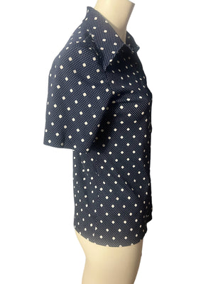 Vintage 70's blue polka dot shirt L Import Corner