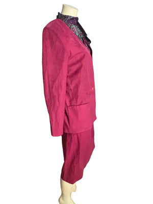 Vintage 80's paisley pink dress w/ jacket L