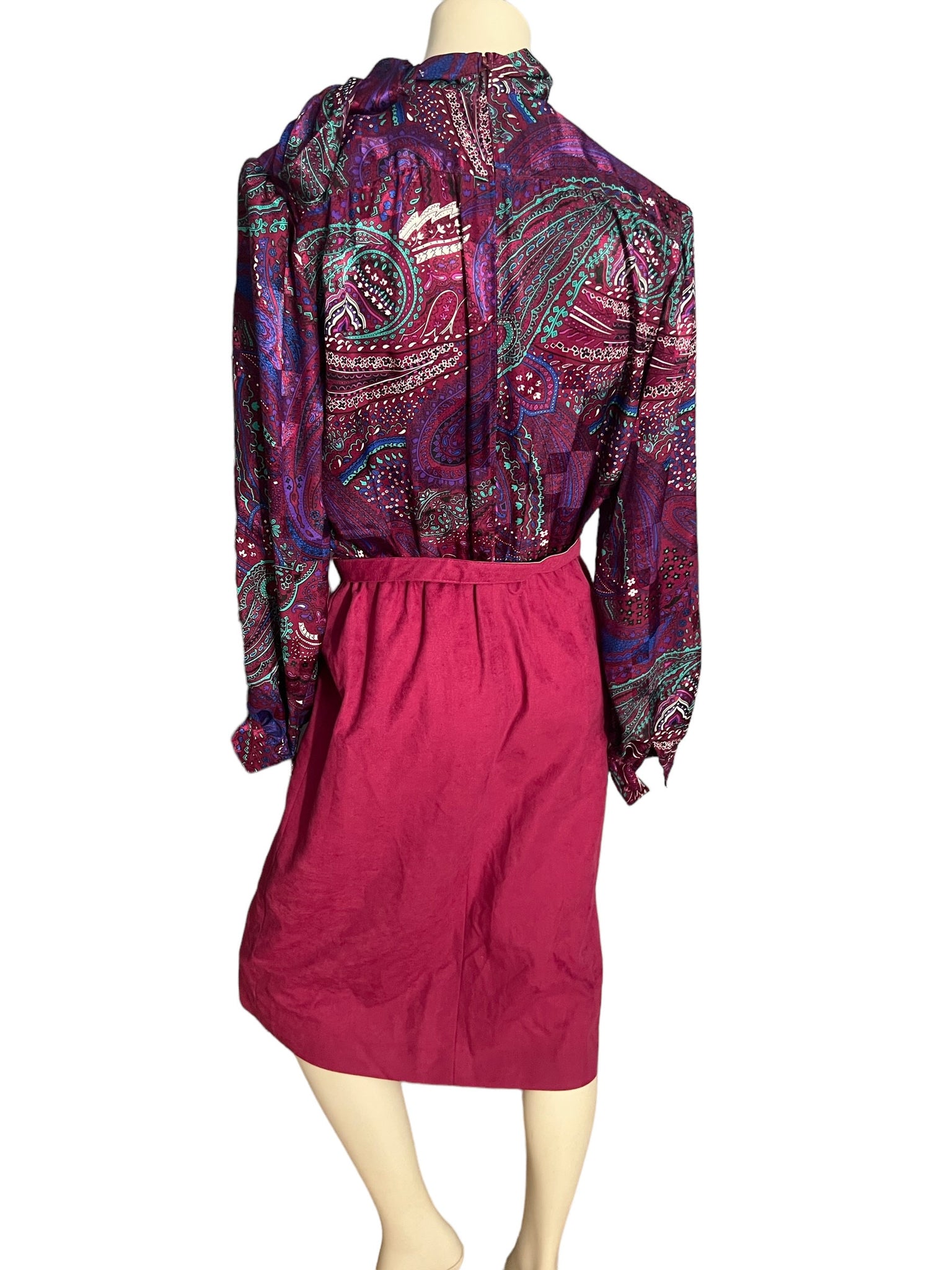 Vintage 80's paisley pink dress w/ jacket L