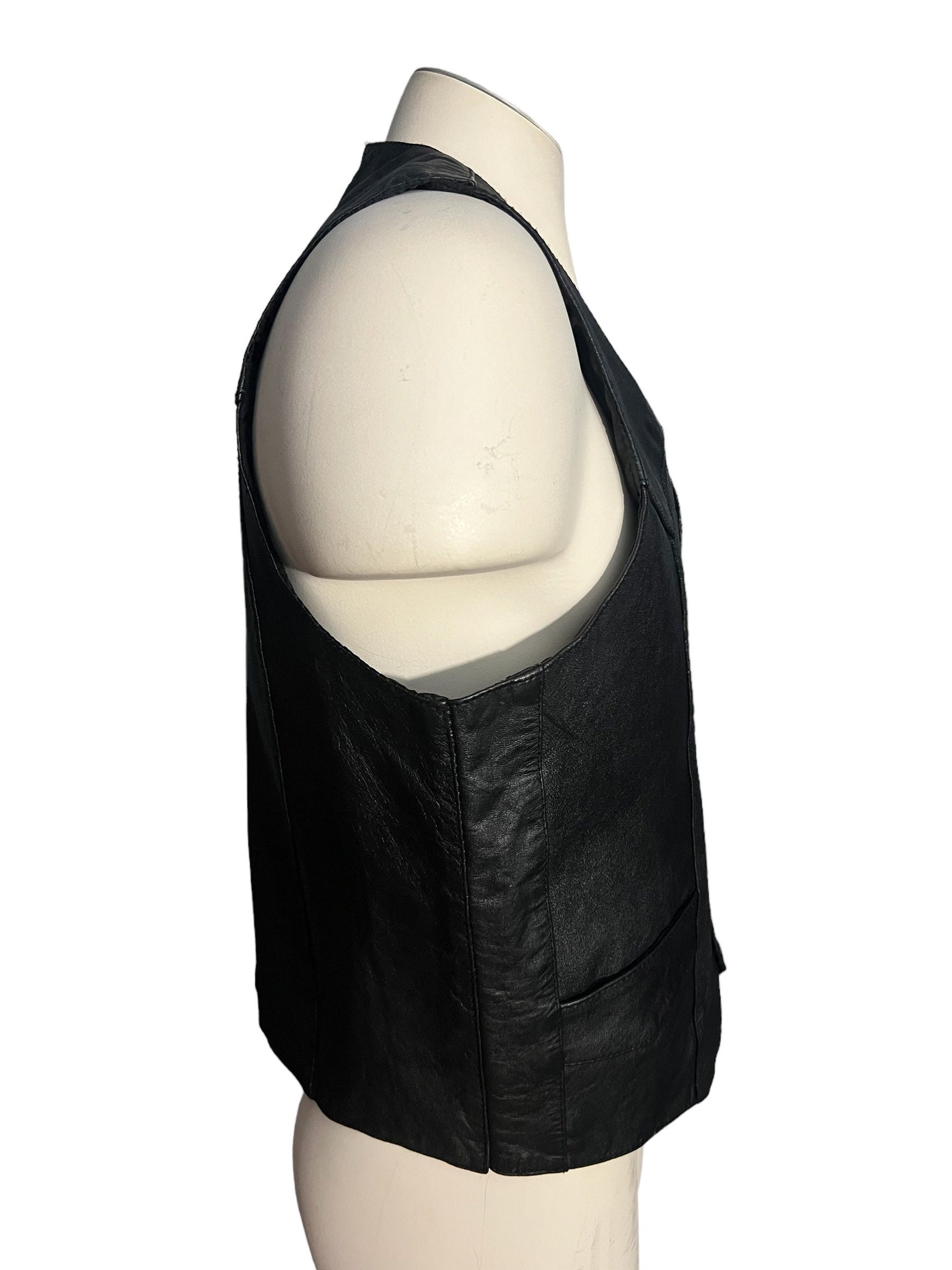 Vintage black leather vest L