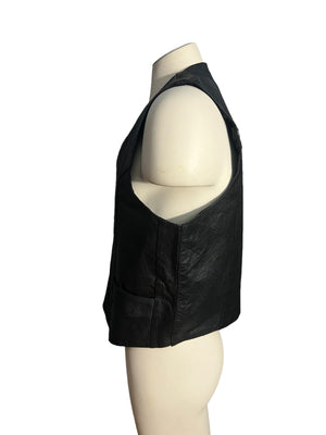 Vintage black leather vest L