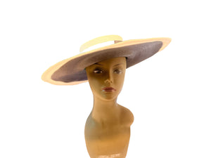 Vintage 60's black & white straw hat huge Sandra