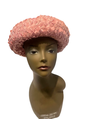 Vintage 60's pink straw hat Jacoff