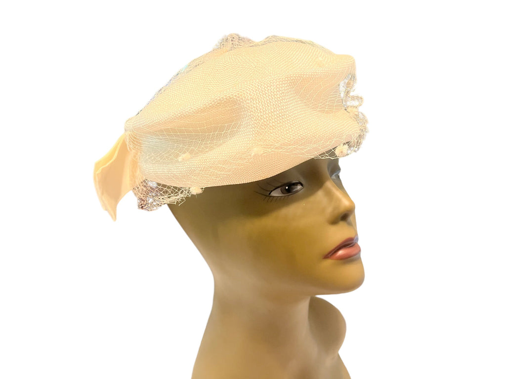 Vintage 60's cream straw net hat