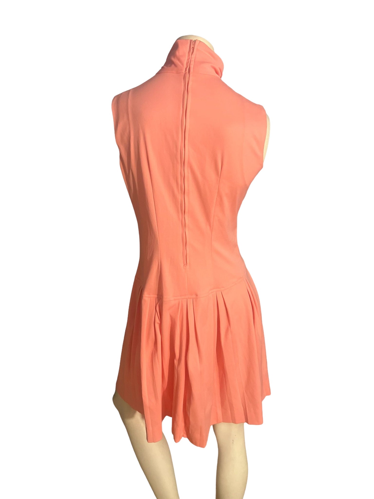 Vintage 70's peach sleeveless high neck dress M