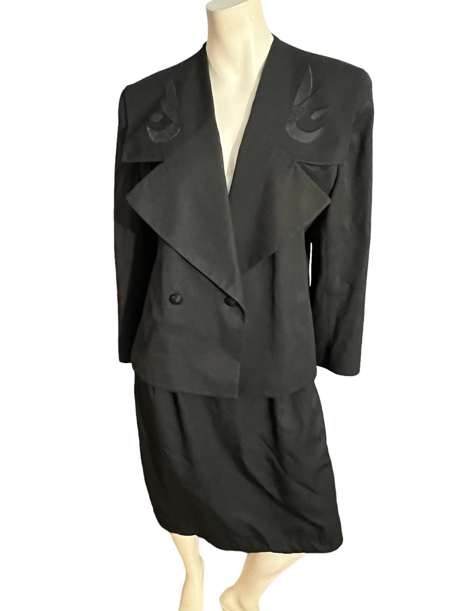 Vintage 80's black skirt suit 16 Laura Winston