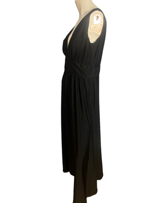 Vintage black 70's goddess maxi dress L R&K