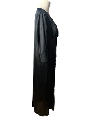 Vintage black robe tie front M