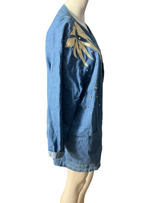 Vintage 80’s jean jacket one size gold embellishments