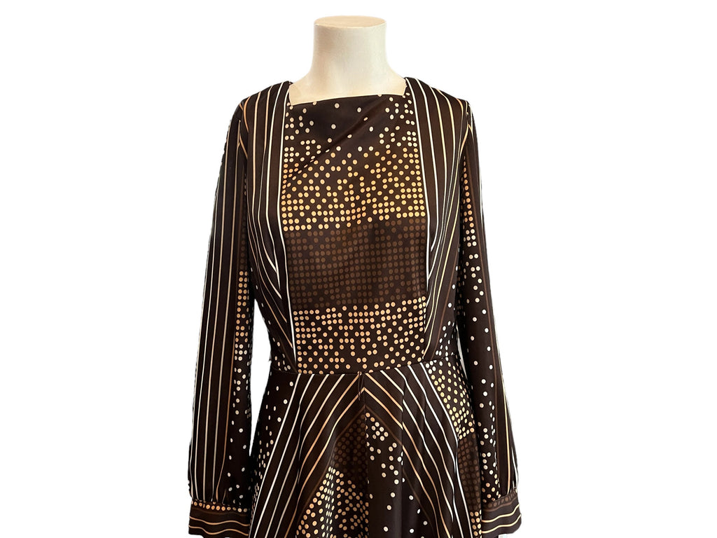 Vintage brown 70’s mod dress Donovan Galvani M