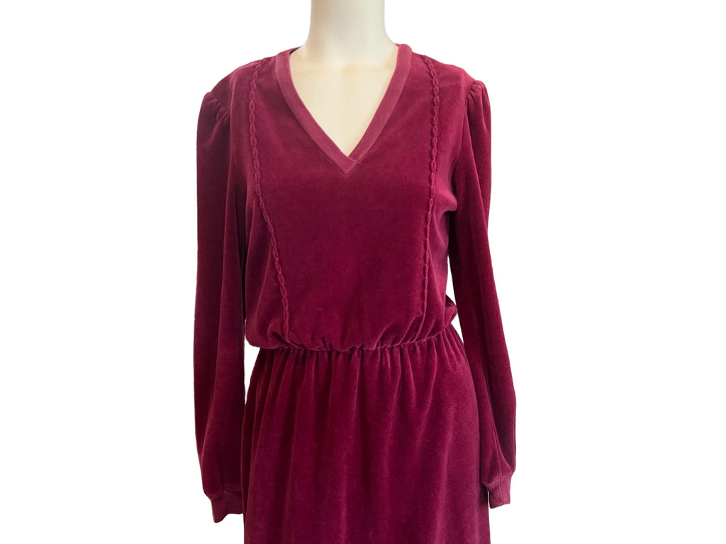 Vintage 80’s maroon Terry cloth dress M Patty O'Neil