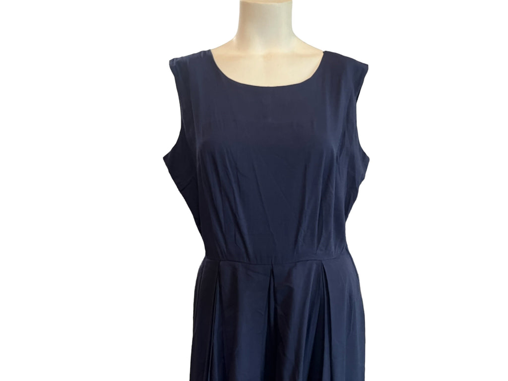 Vintage 50's blue navy dress L