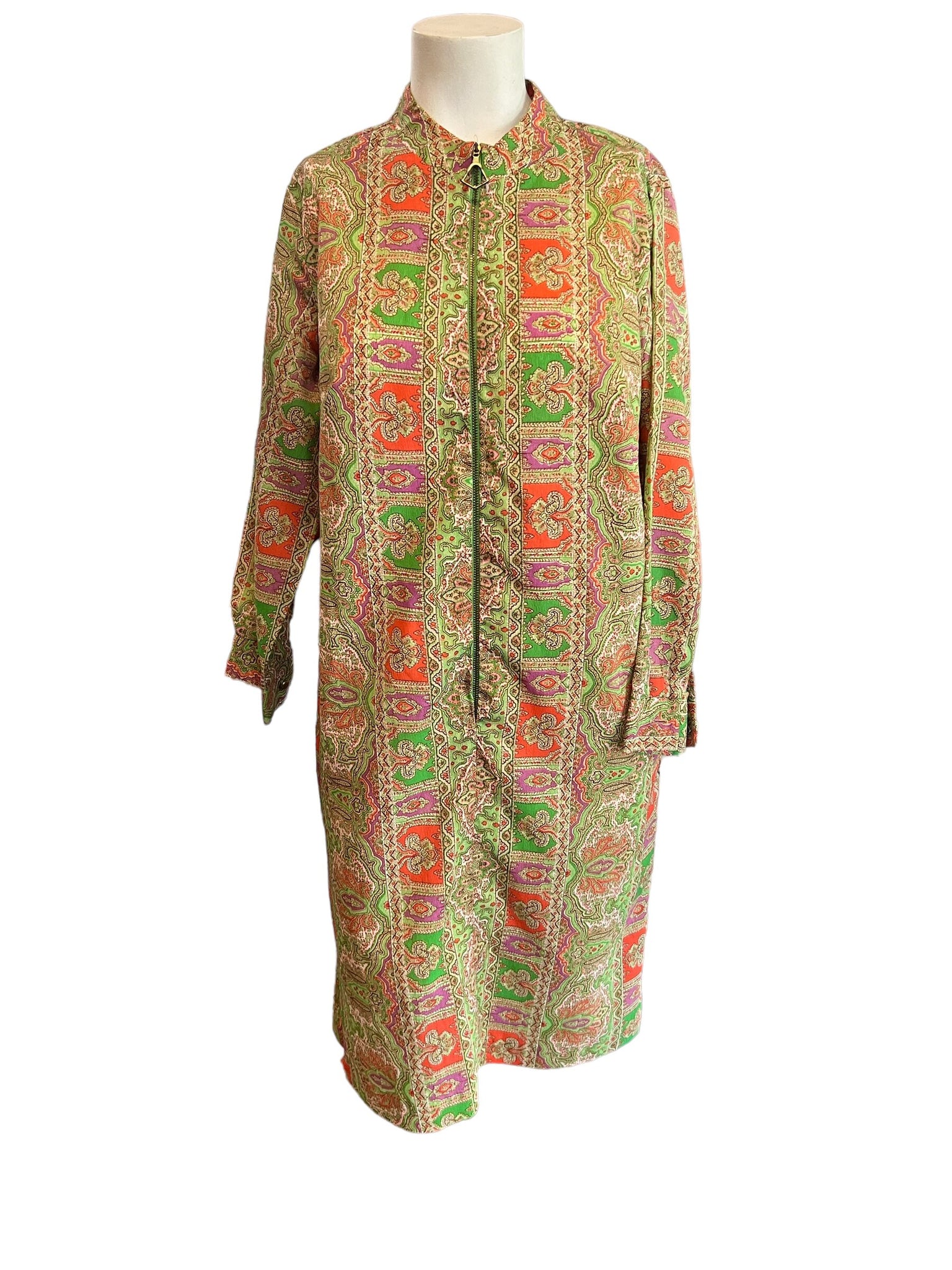 Vintage 70’s paisley zip tunic dress M L