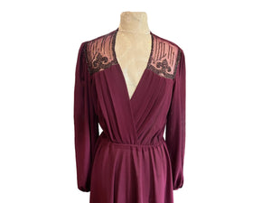 Vintage 80’s maroon bead dress M