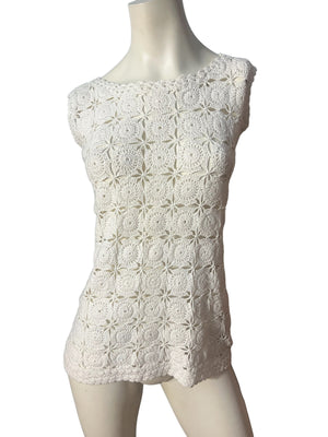 Vintage hand made white crochet top S