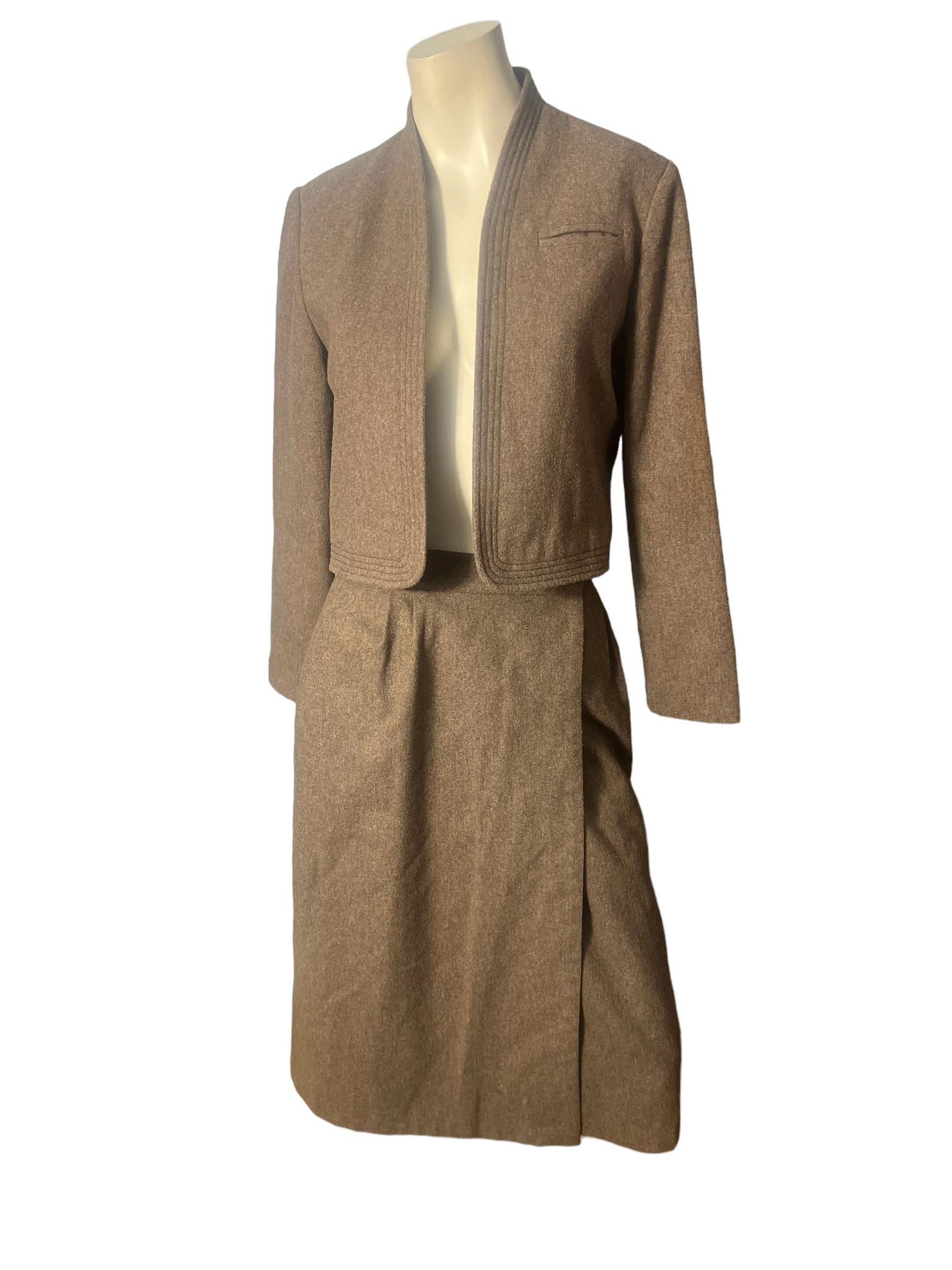 Vintage 70's brown wool suit skirt Albee M