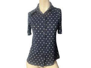 Vintage 70's blue polka dot shirt L Import Corner