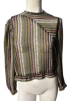 Vintage 70’s top blouse XS S brown stripe