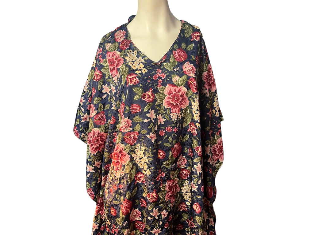 Vintage floral caftan dress L Erika Taylor