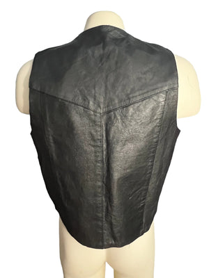 Vintage black leather vest L