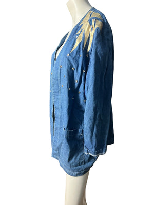 Vintage 80’s jean jacket one size gold embellishments