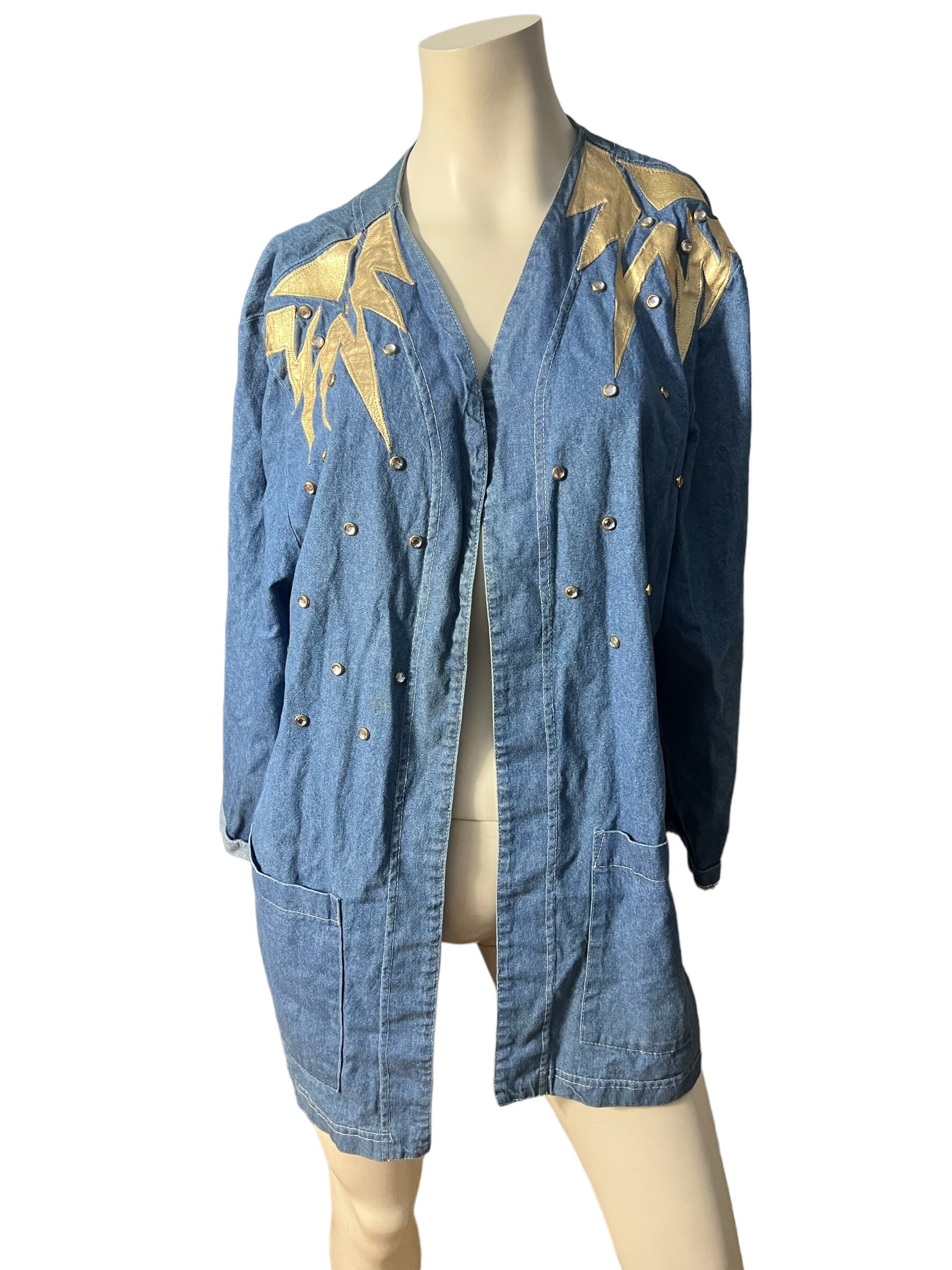 Vintage 80’s jean jacket one size gold embellishments