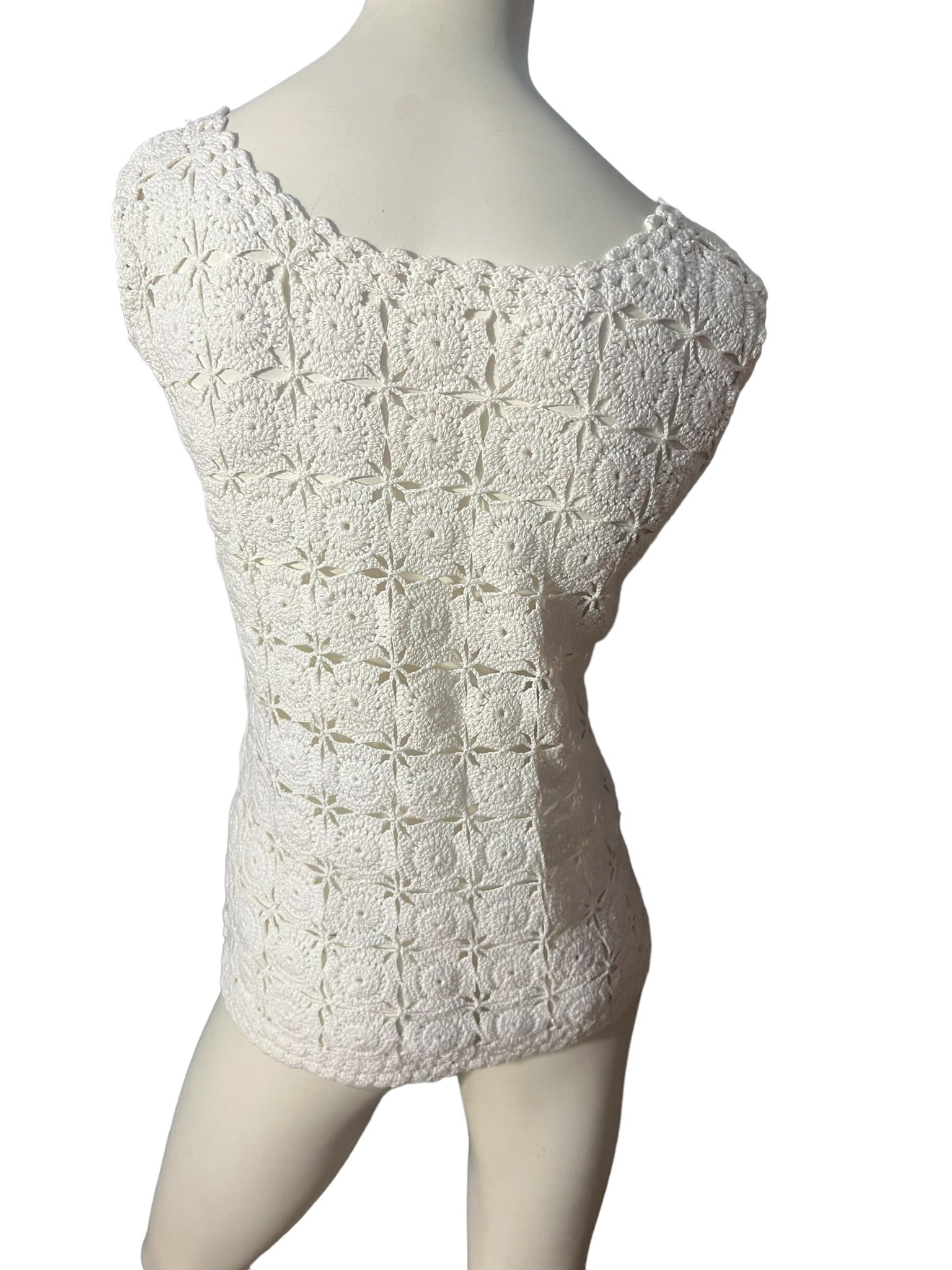 Vintage hand made white crochet top S