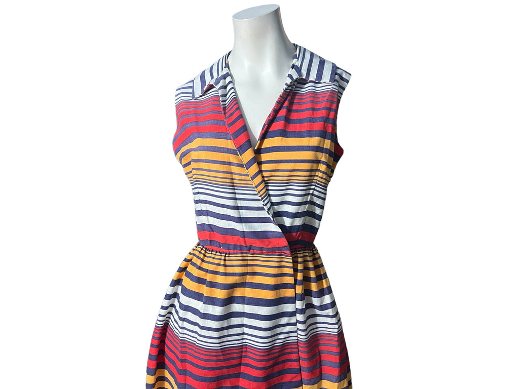 Vintage 60's striped wrap dress M Jeune Leique by Cherberg