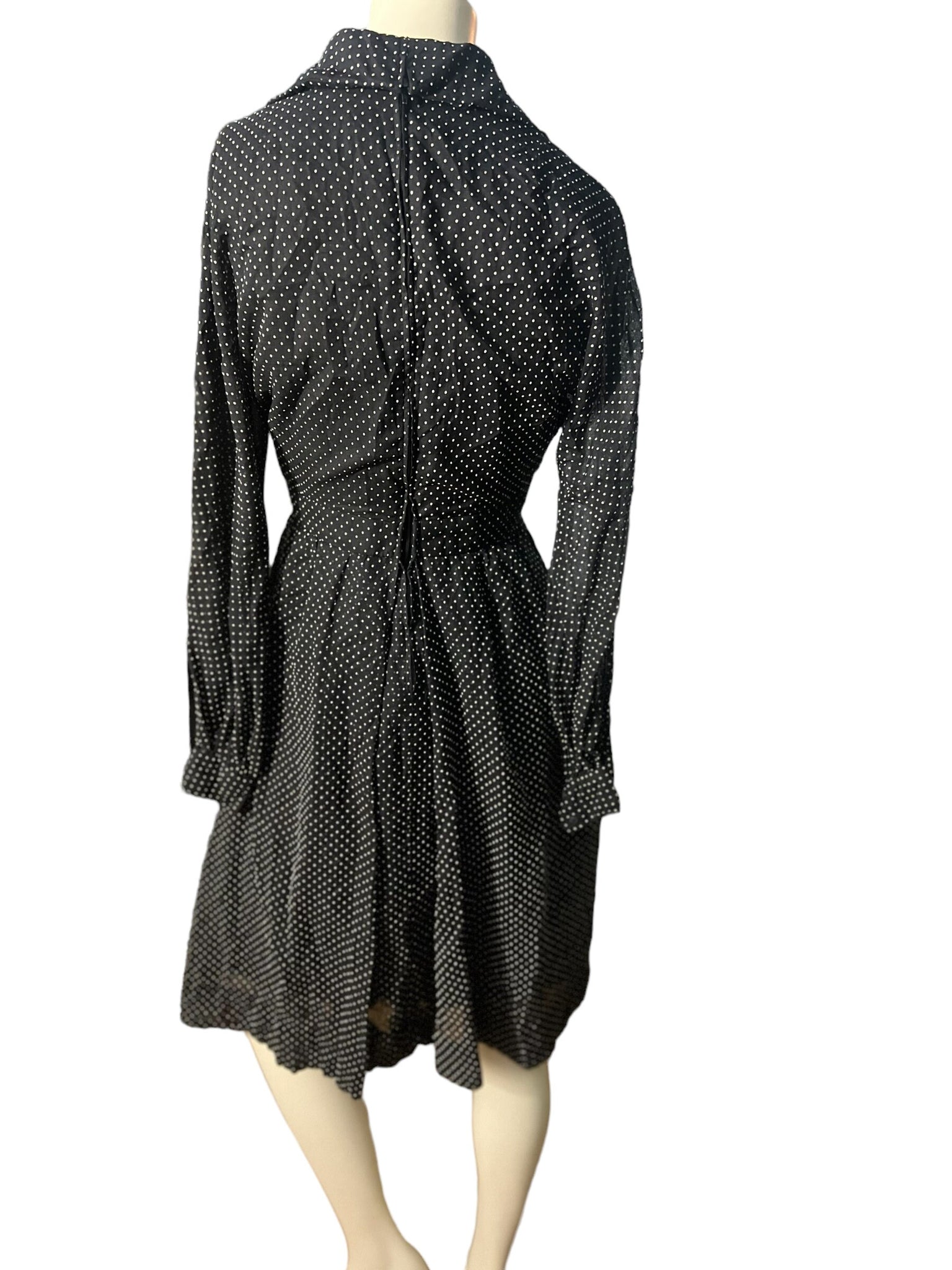 Vintage 70's black & white polka dot dress S M