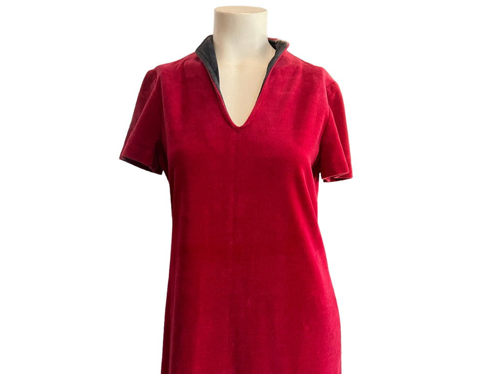 Vintage 70’s red velor dress L Happening's