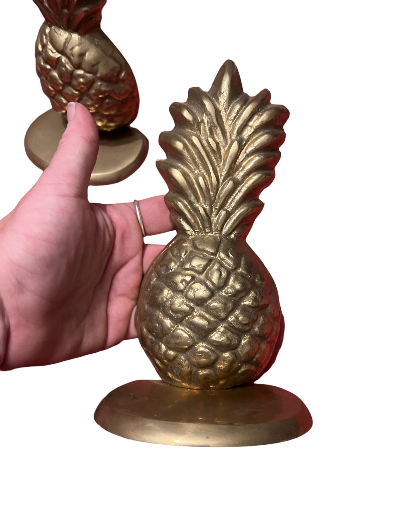 Vintage brass pineapple bookends