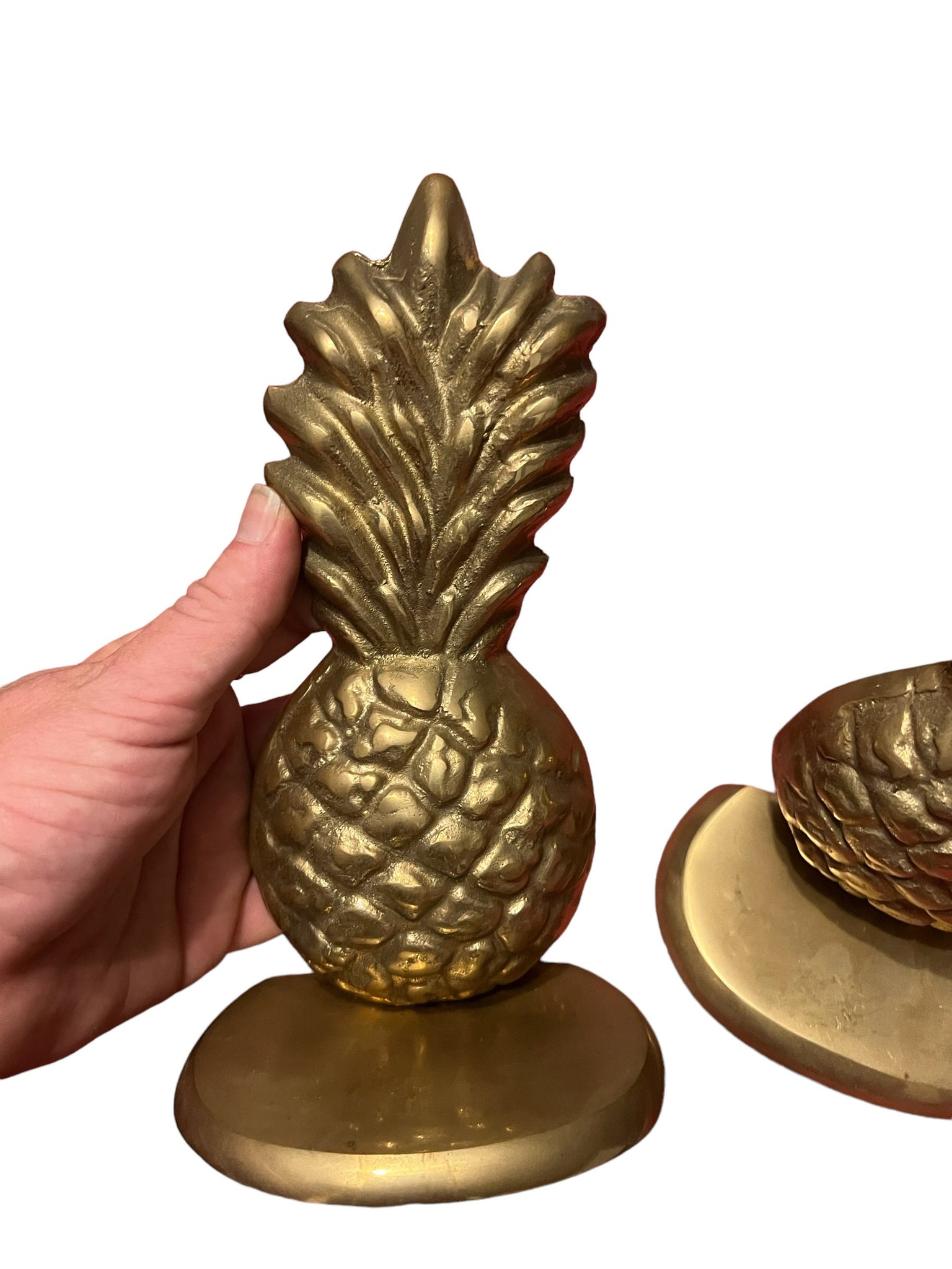 Vintage brass pineapple bookends