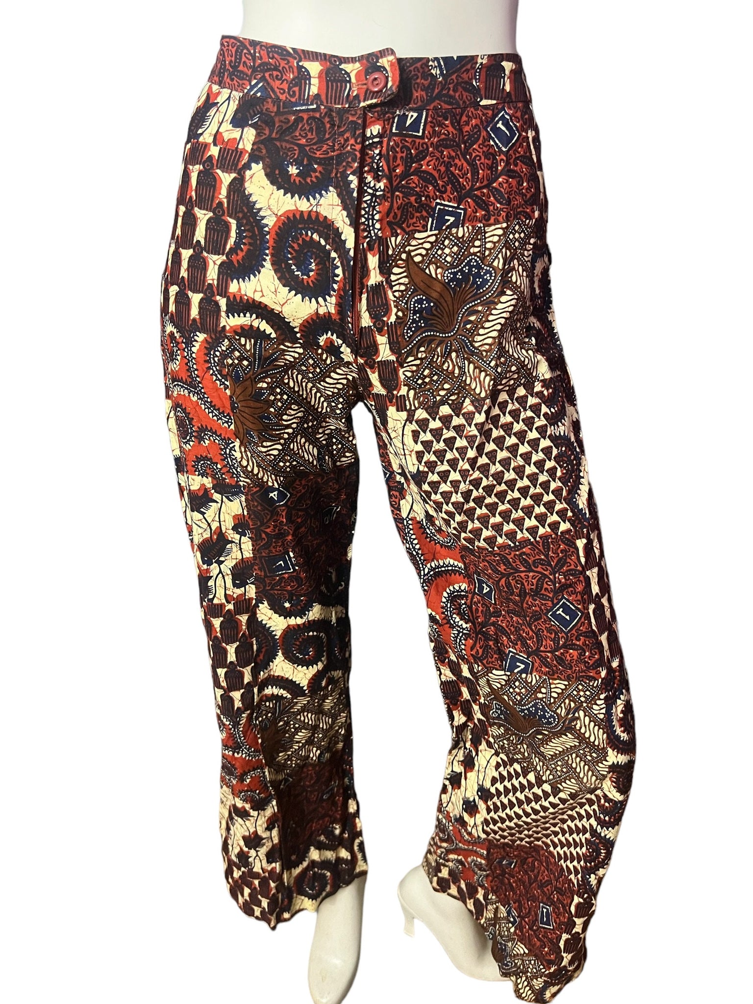 Vintage 70's batik bellbottom pantsuit S Howard Wolf